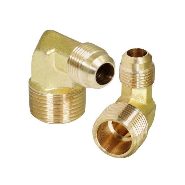 1/4 Flare X 3/8 MIP Reducing 90Â° Elbow Pipe Fitting; Brass